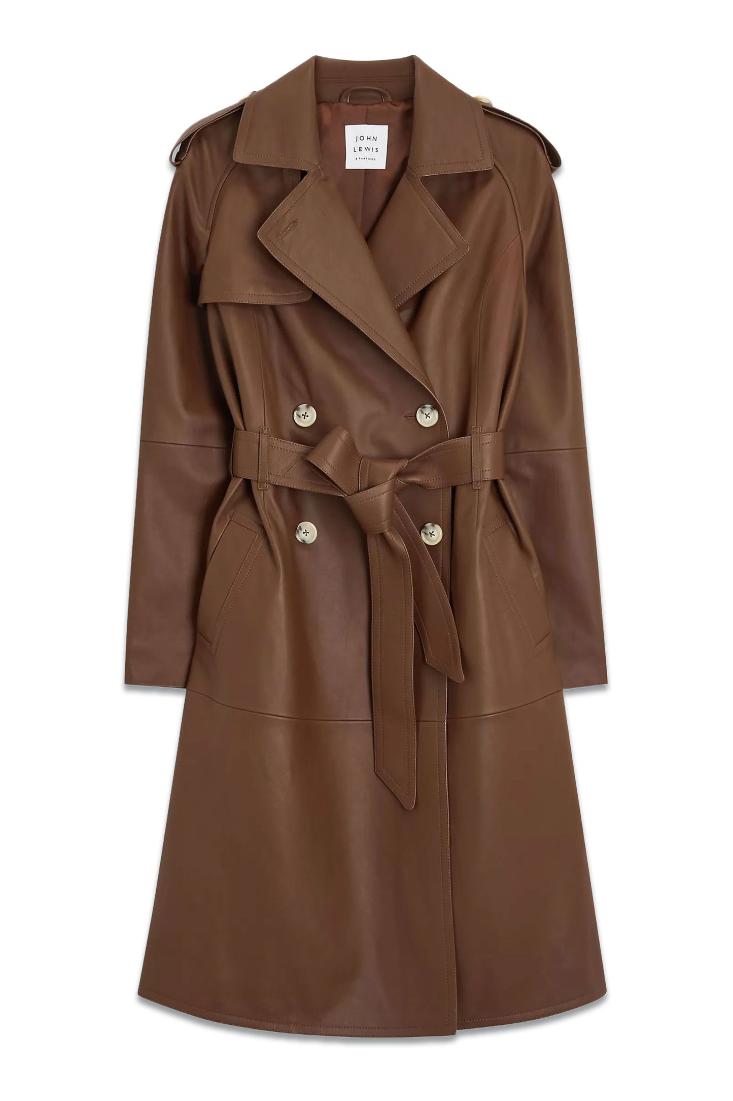 Leather Trench Coat, Tobacco Brown