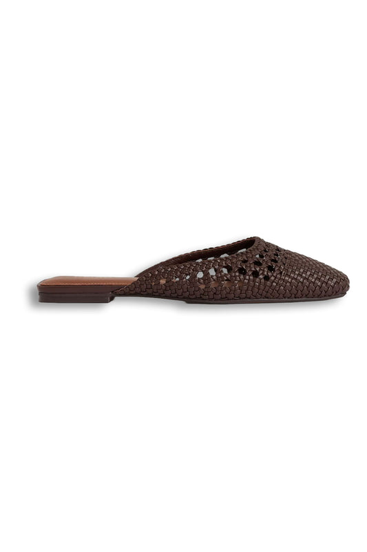Marta Woven Slip-On Mules in Chocolate