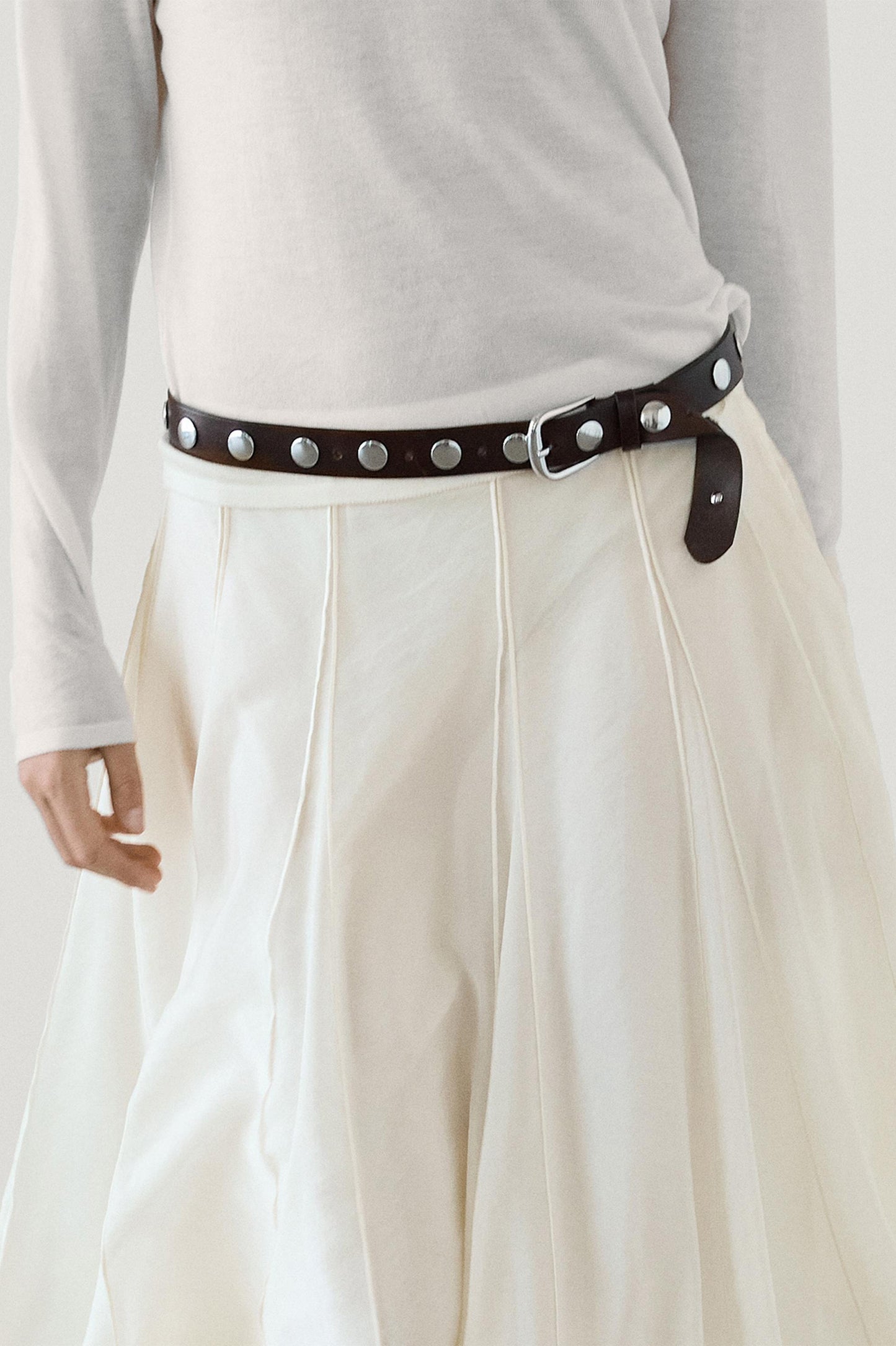 Studded nappa leather belt
