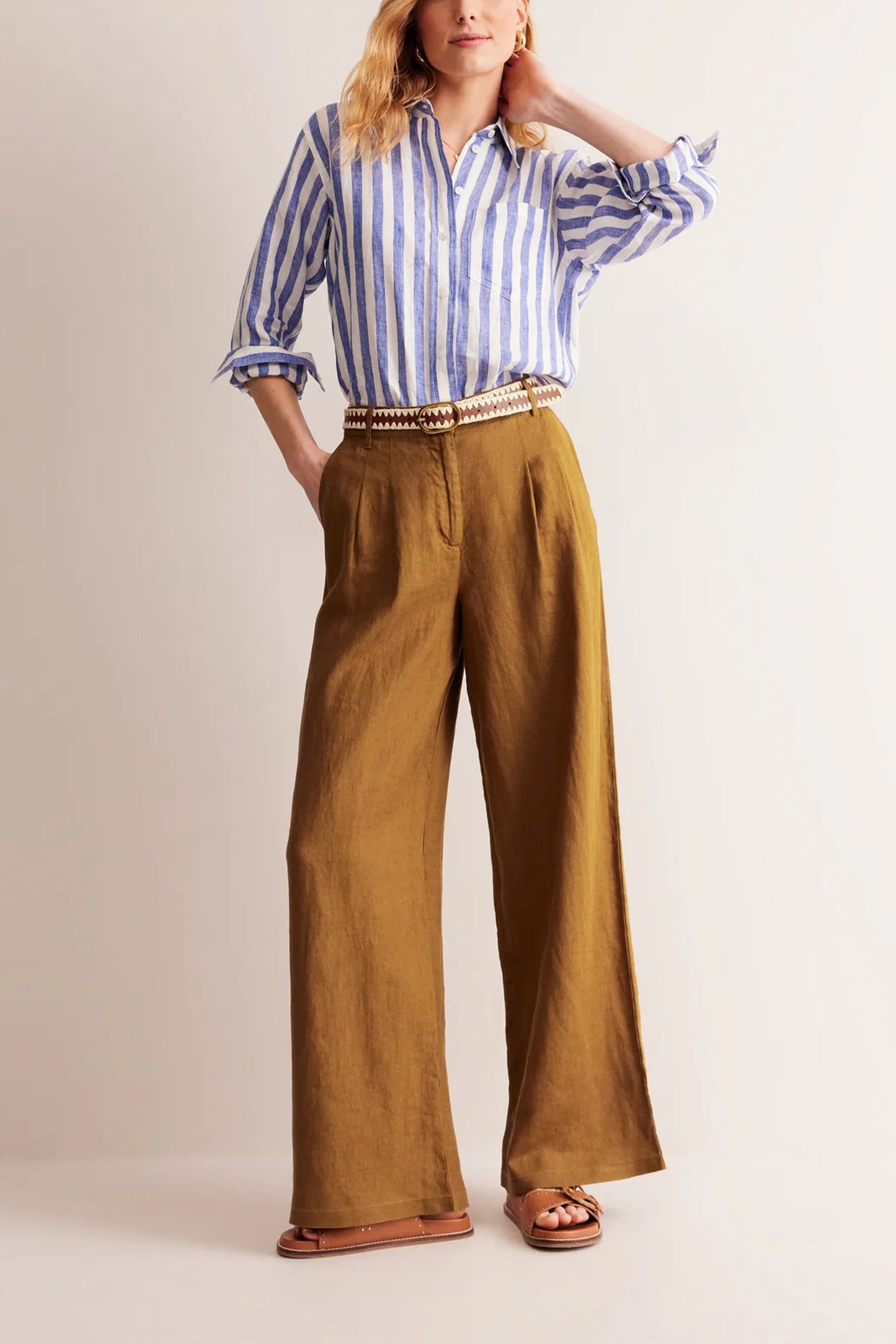 Regent Pleat Linen Trousers