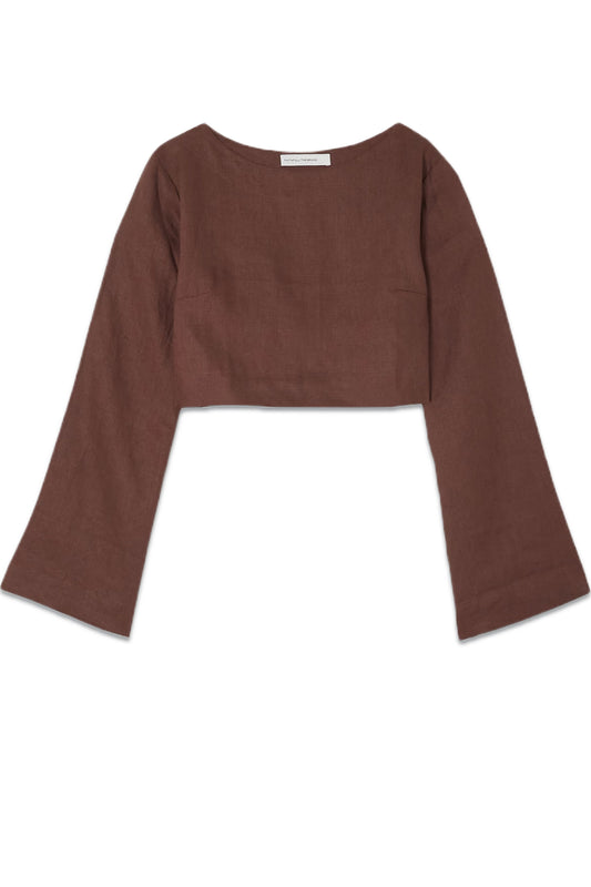 + NET SUSTAIN + Monikh Menorca Cropped Linen Top