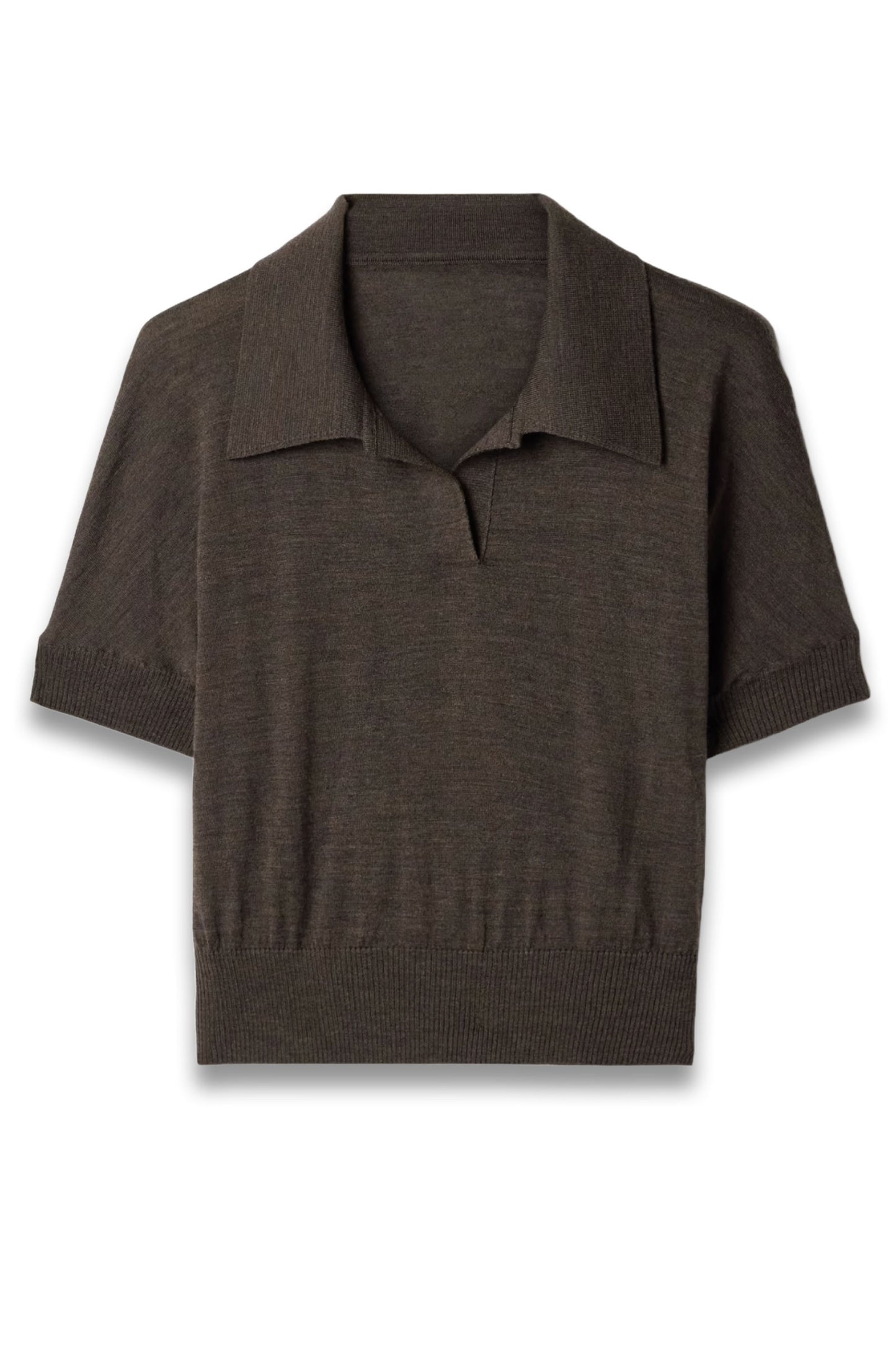 Morgane cropped wool-blend polo top