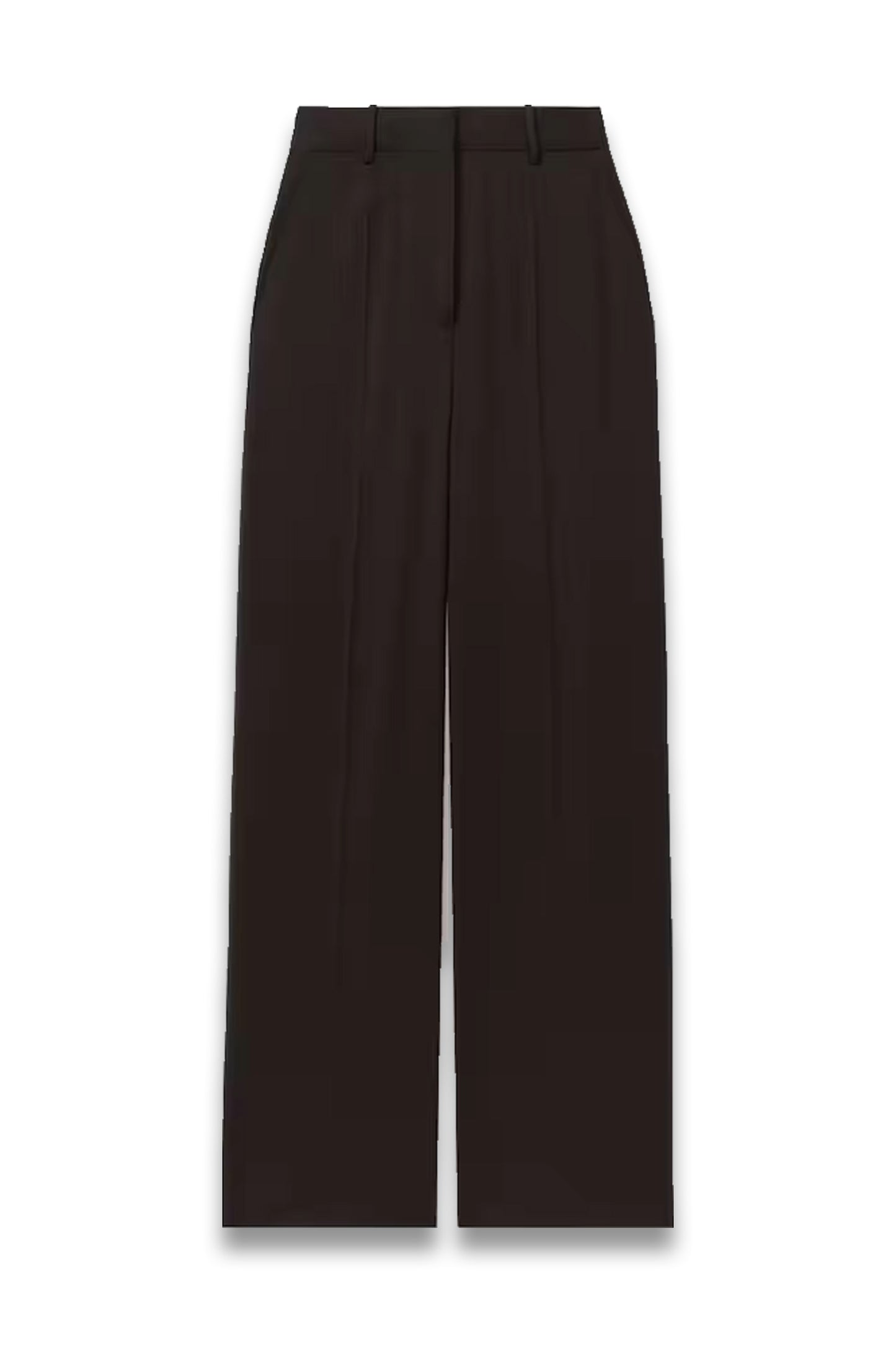 Evelyn Chocolate Wool Blend Wide Leg Suit Trousers