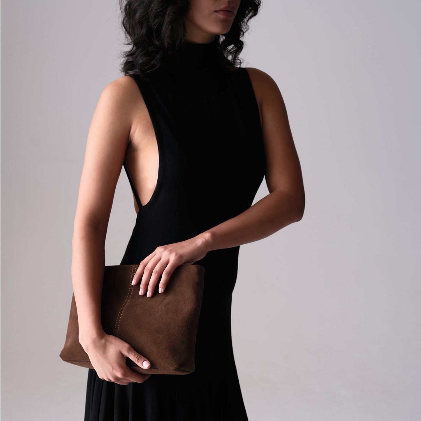 Alice Clutch, Chocolate Suede