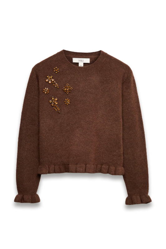 Gem Embellished Jumper with Wool