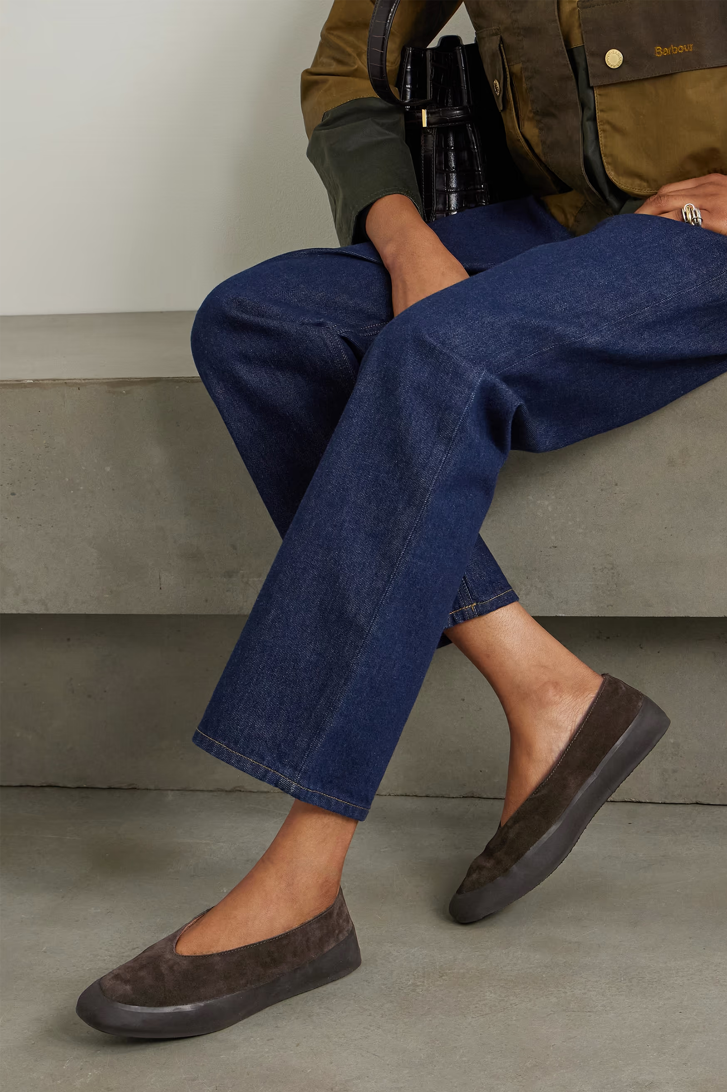 Shearling-Lined Suede Ballet Flats