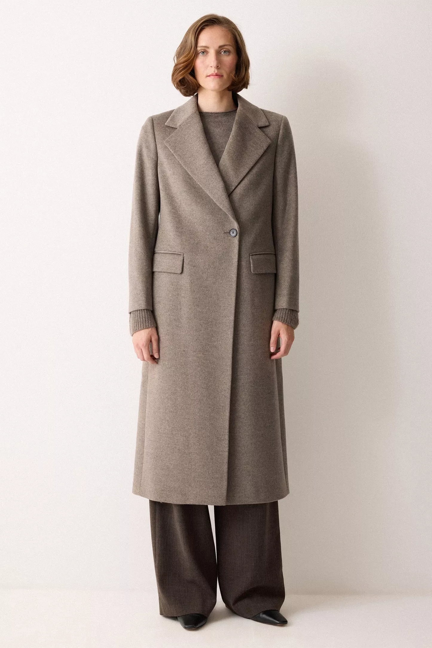 Wool Maxi City Coat in Taupe