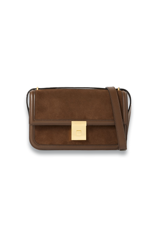 Paris Leather-Trimmed Suede Shoulder Bag