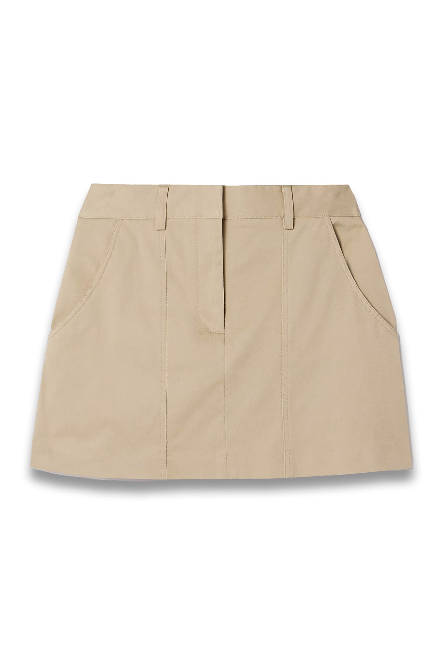 Paneled Organic Cotton-Blend Twill Mini Skirt