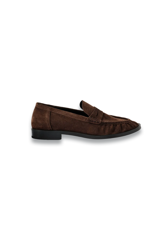 Gigi Brown Suede Penny Loafers