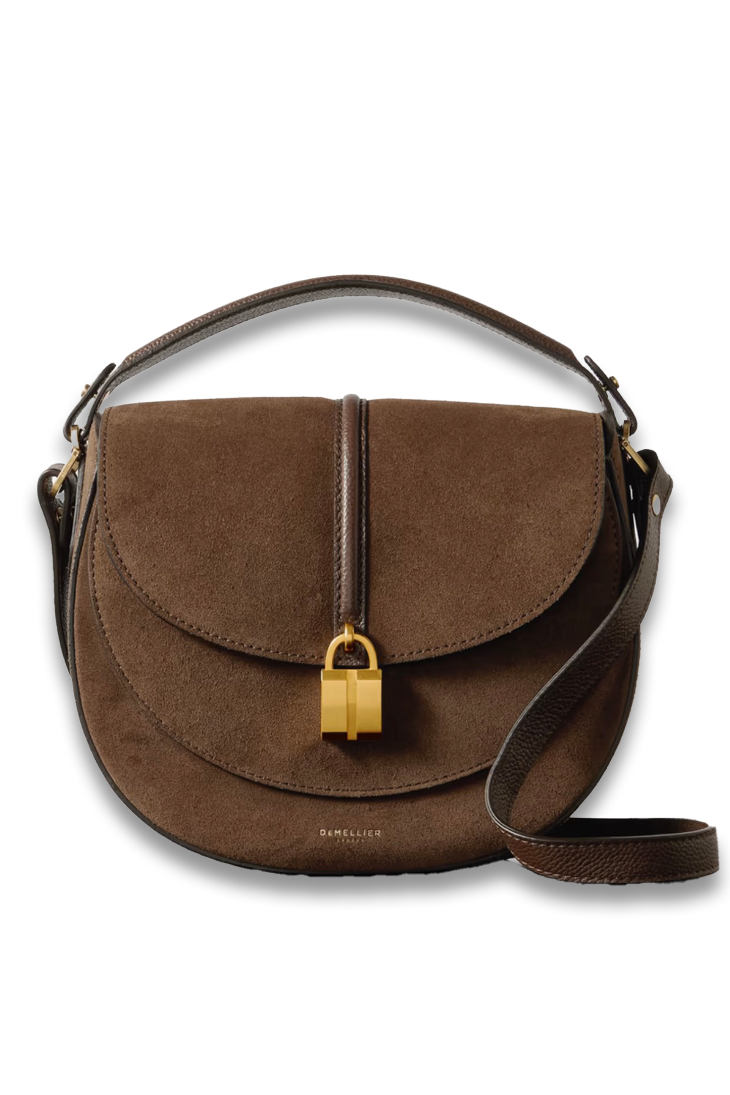 Siena Saddle Small Leather-Trimmed Suede Shoulder Bag