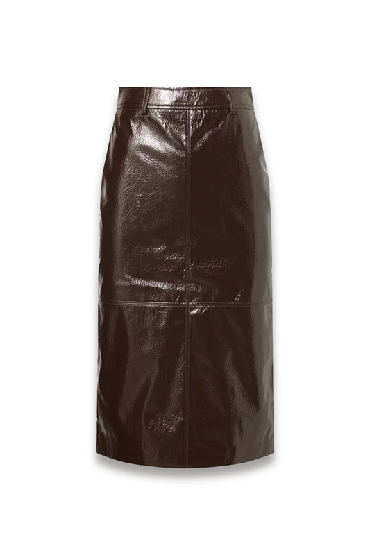 Taney Crackled Faux-Leather Midi Skirt
