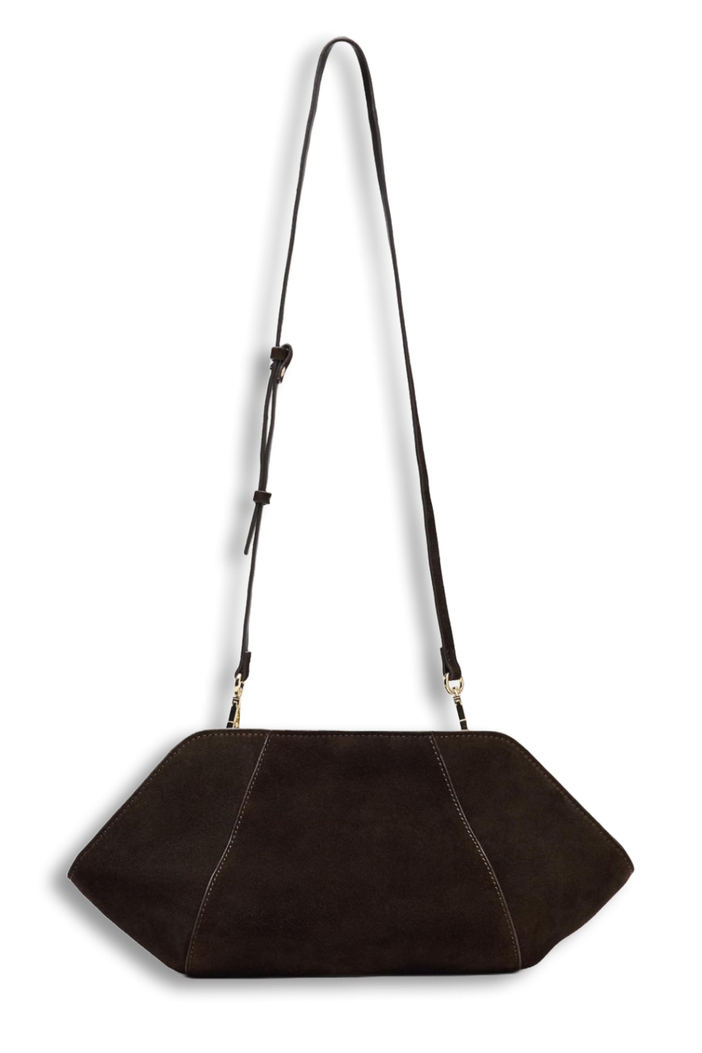 Topstitched Split Suede Clutch