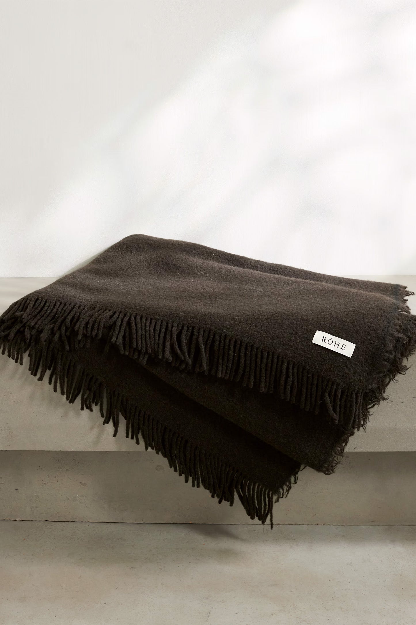 Fringed Wool-blend Blanket