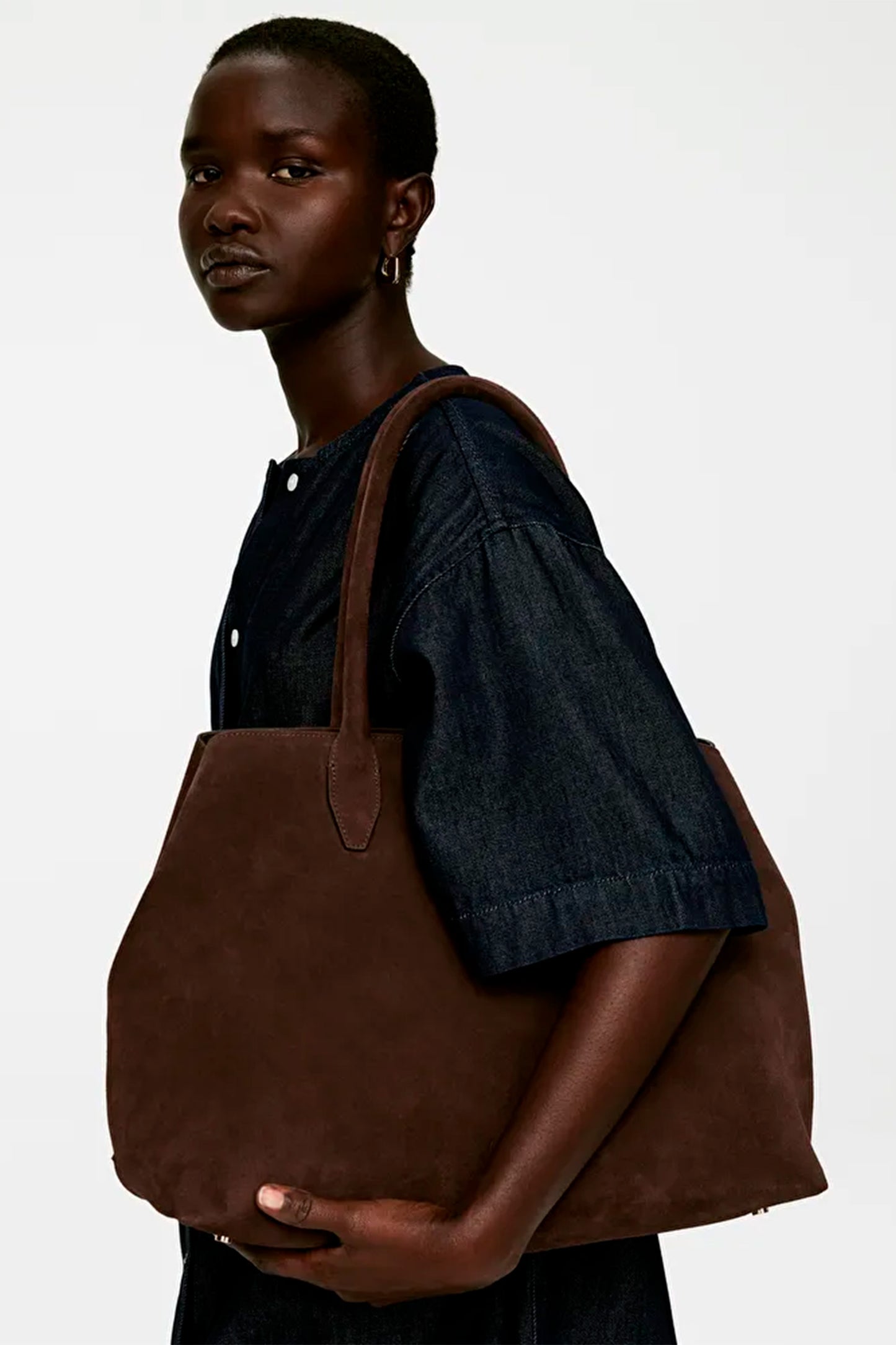 Suede Tote Bag brown