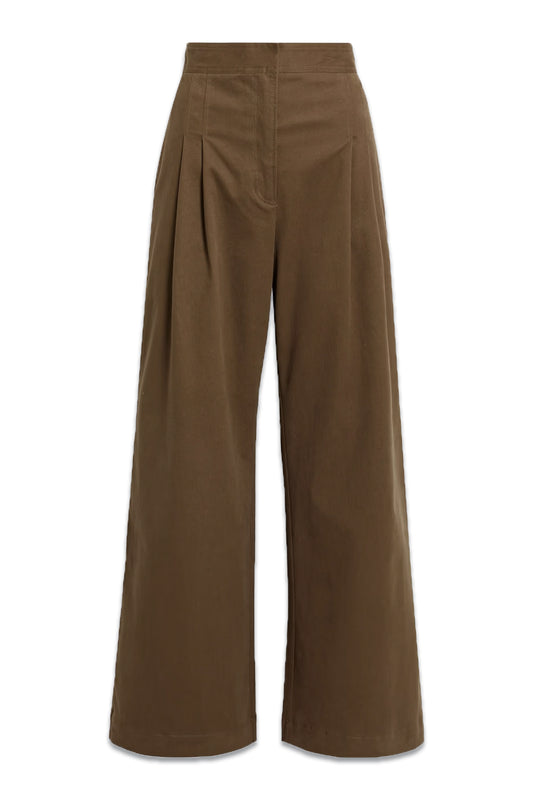 Amanda Cotton-blend Twill Wide-leg Pants