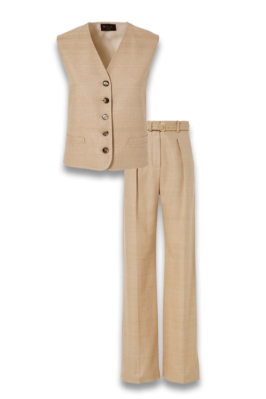 Rob silk vest & Edward Silk Wide-leg Pants
