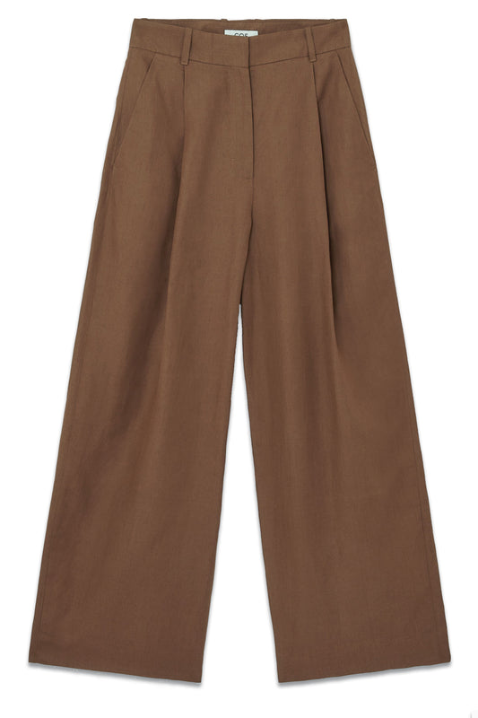 Wide-leg Linen-blend Trousers