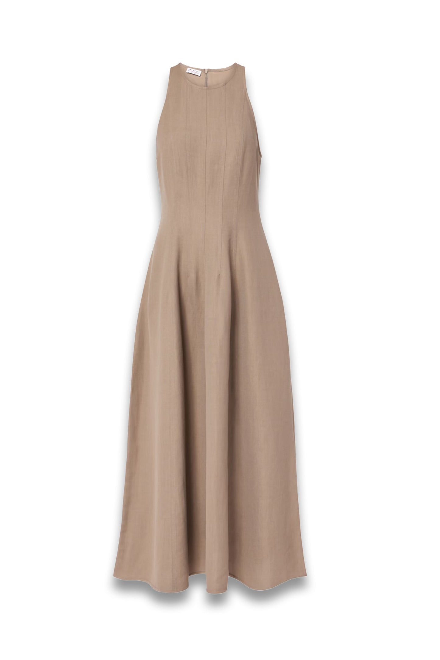 Pleated Twill Midi Dress
