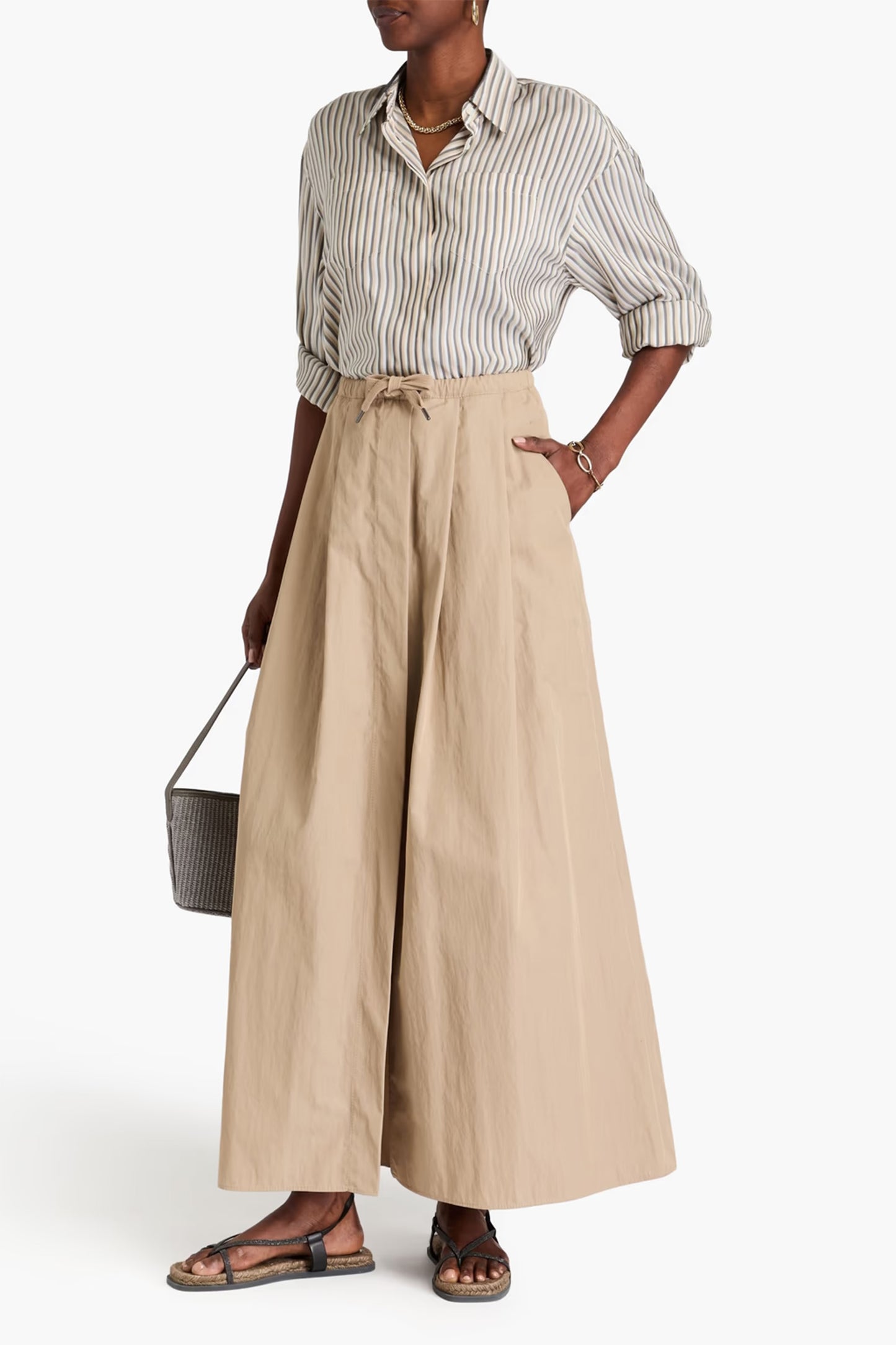 Pleated Cotton-Gabardine Maxi Skirt