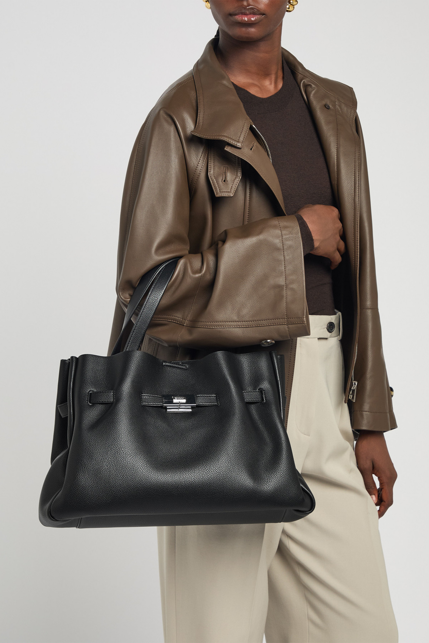 Bryar Large Satchel-grained Leather Tote Bag