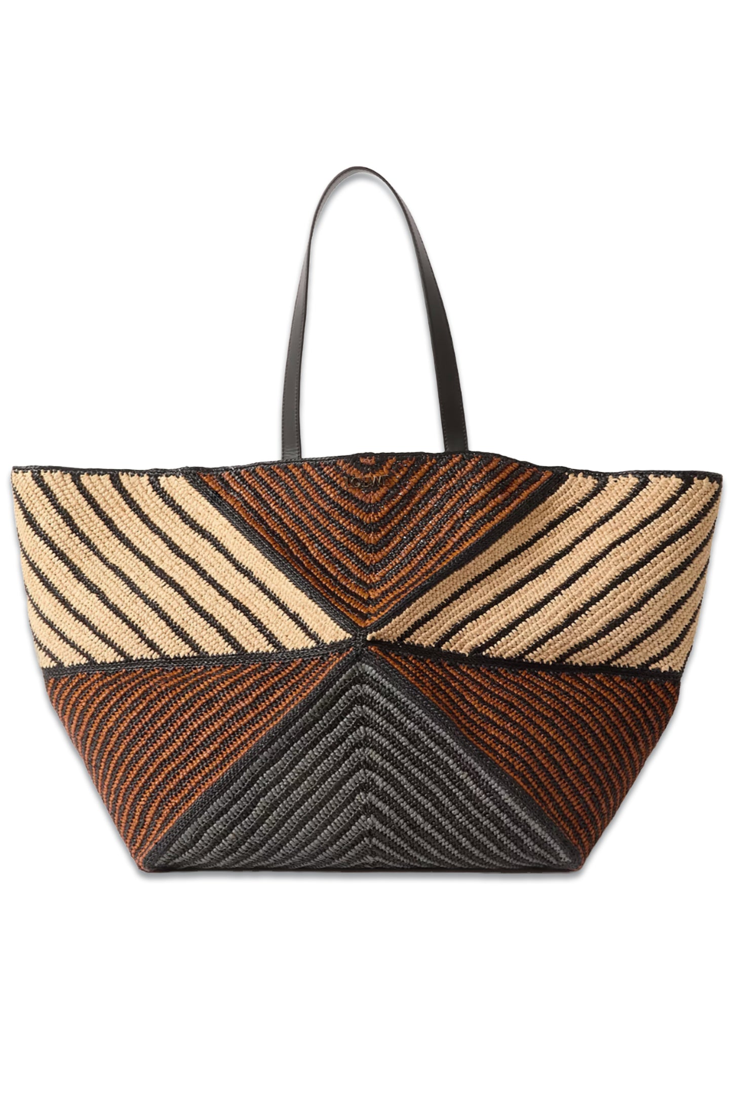 Paula's Ibiza Puzzle Fold XL Leather-trimmed Raffia Tote Bag