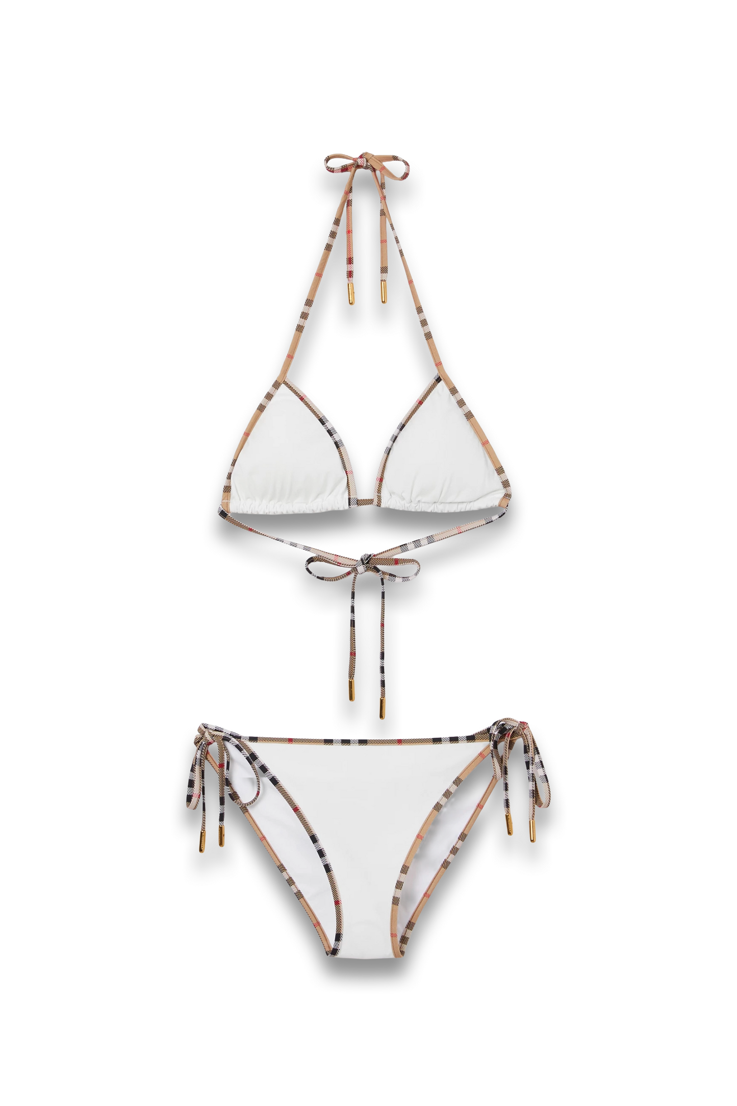 Check Trim Bikini in White