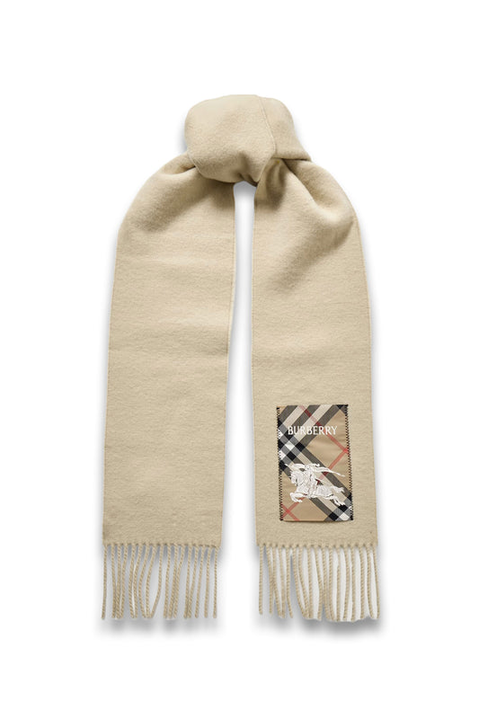 Fringed Appliquéd Cashmere Scarf