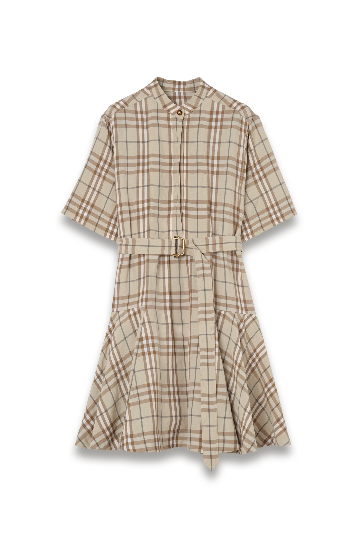 Check Linen Blend Dress