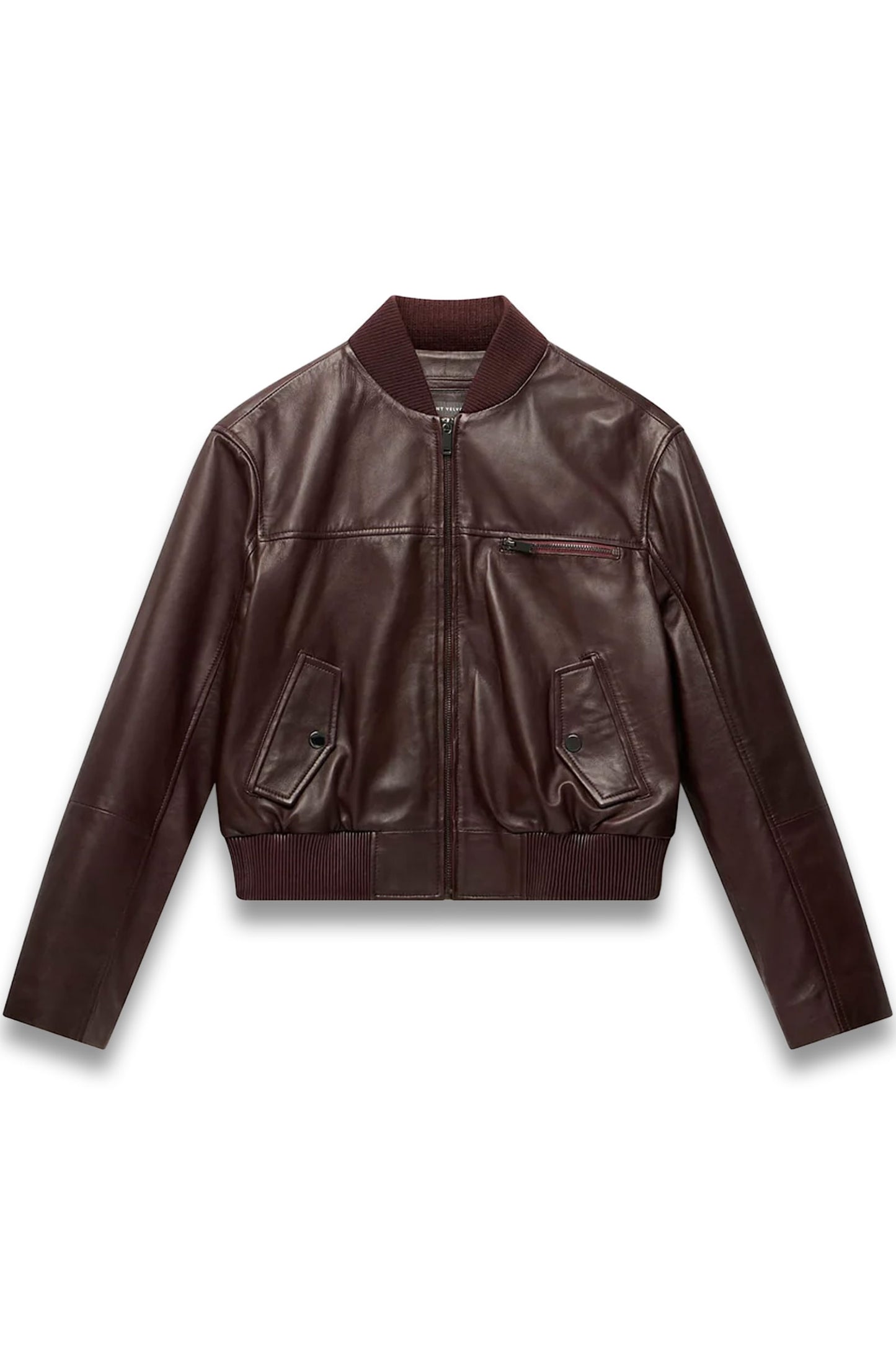 Burgundy Leather Bomber Jacket