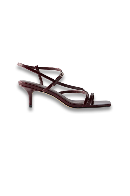 Eli Burgundy Leather Strappy Kitten Heels