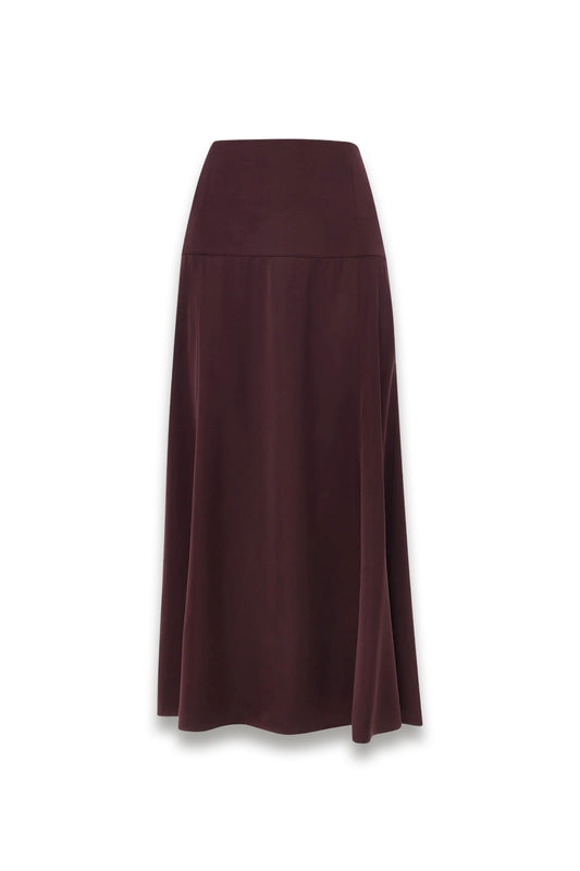 Burgundy Midi Satin Bias Skirt
