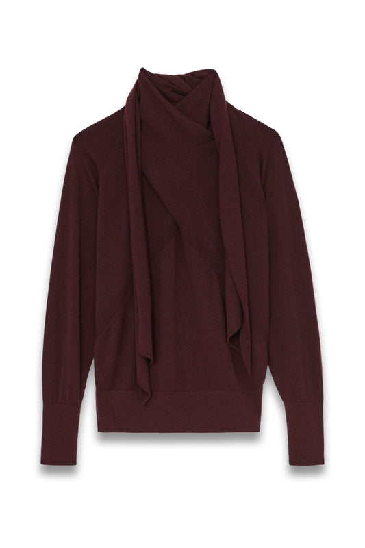 Wool Scarf-Tie Draped Jumper
