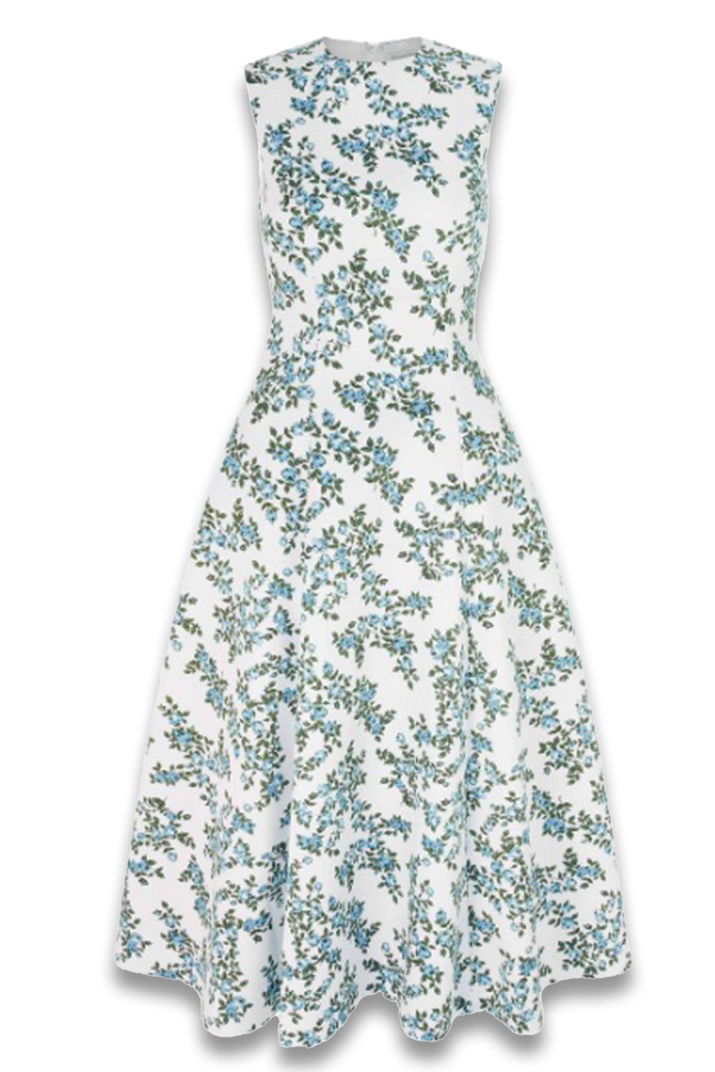 Mara Dress Blue Rose On White Taffeta Faille