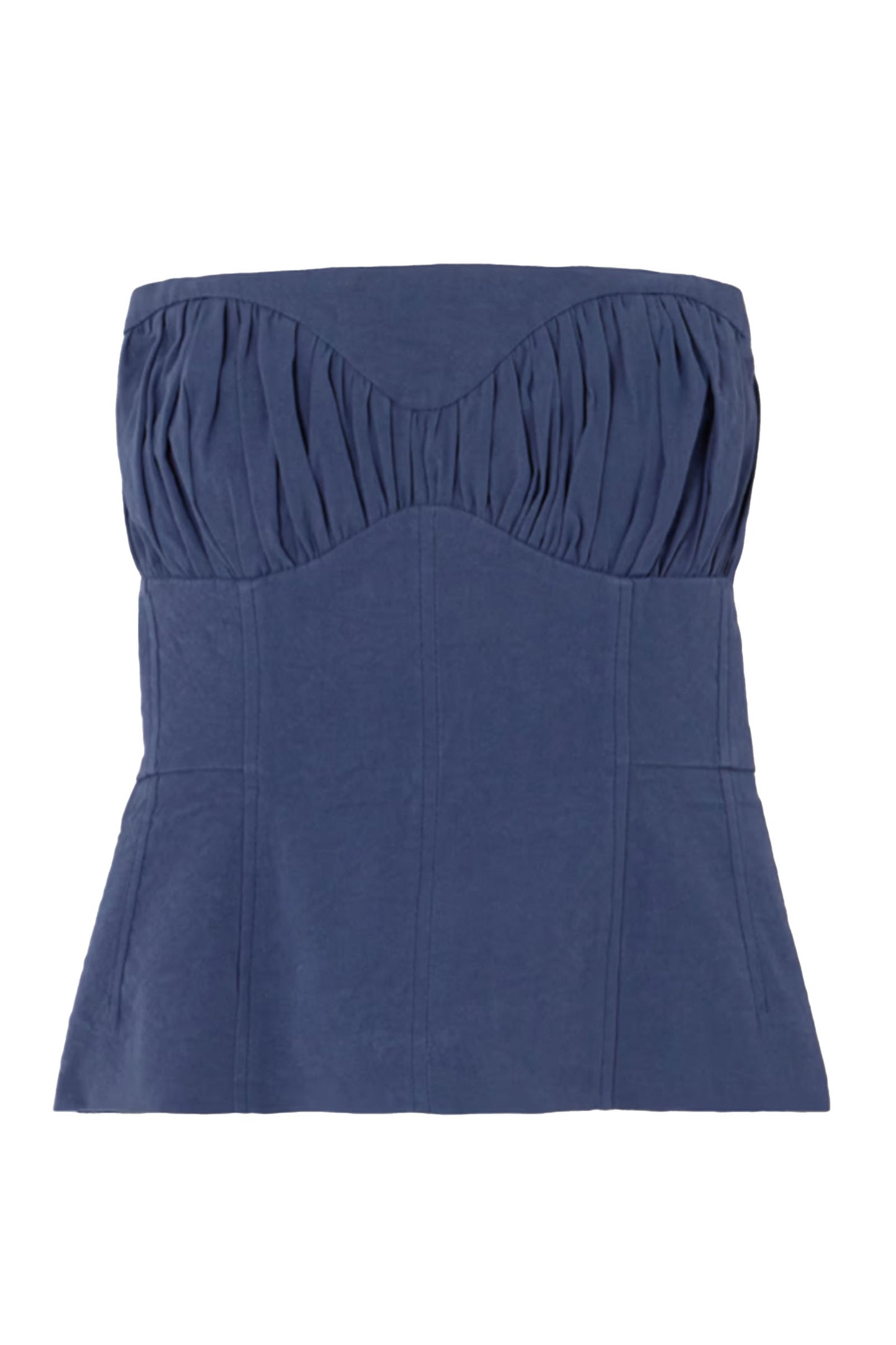 Ruby Gathered Linen-blend Twill Peplum Bustier Top
