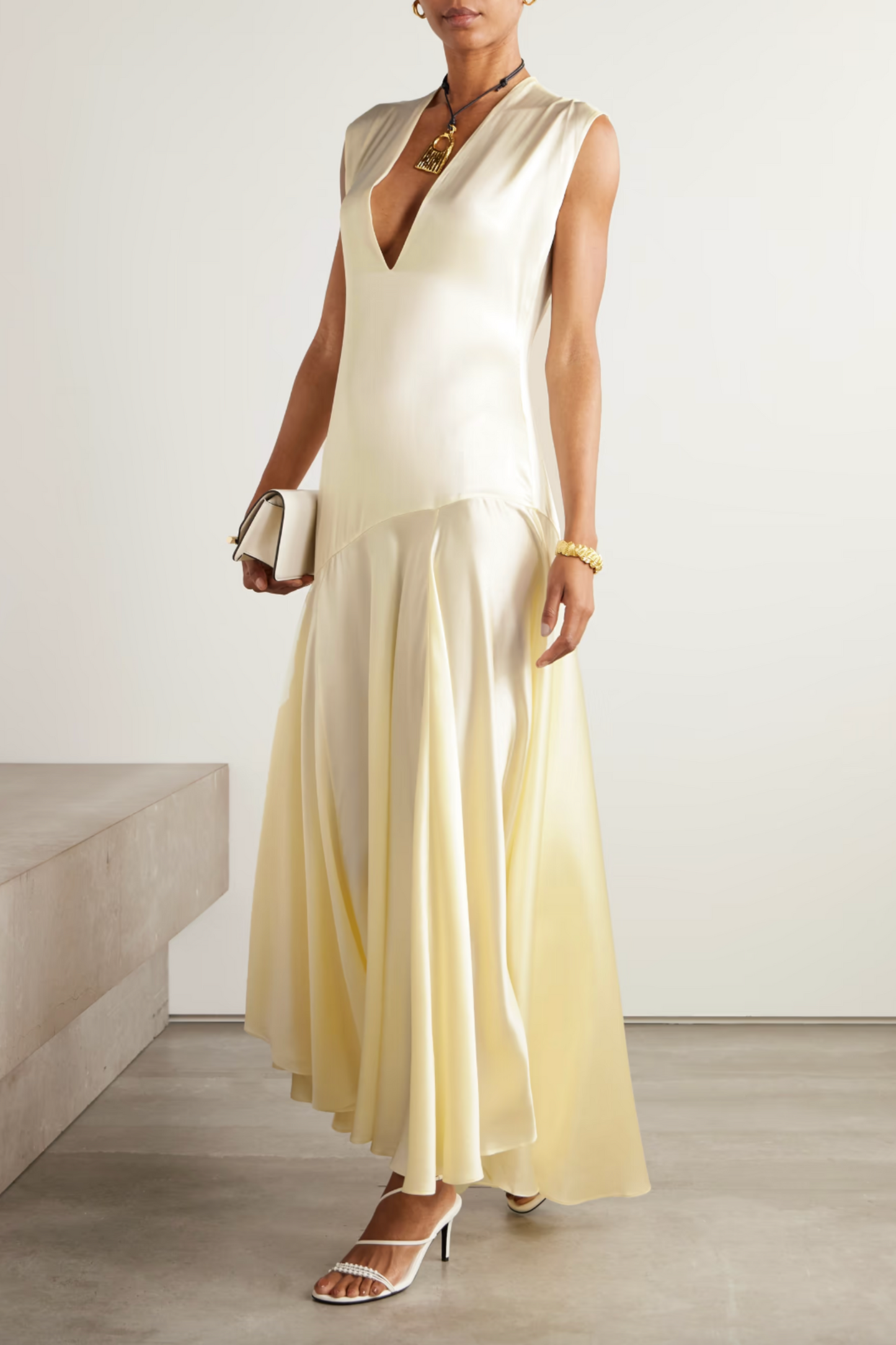 Edan Pleated Silk-Satin Gown