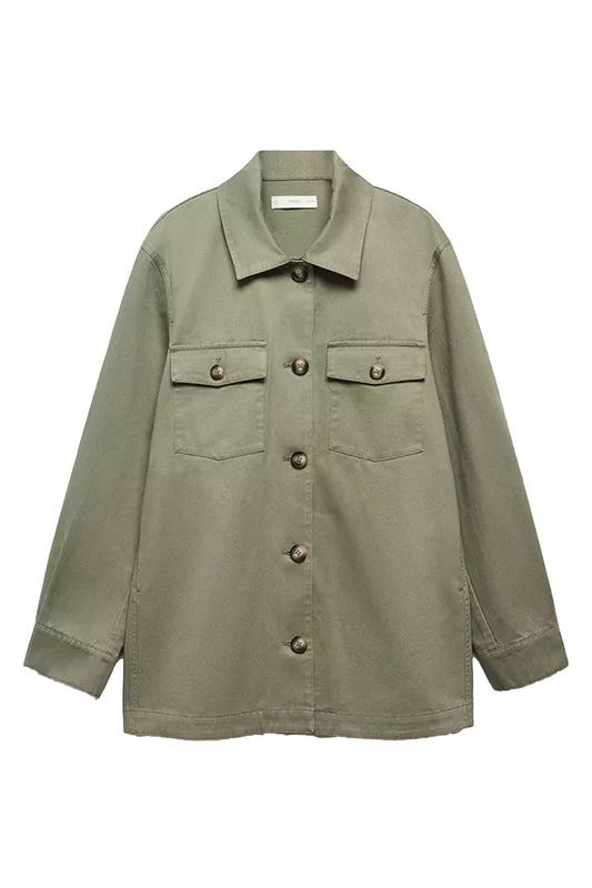 Mango Safari Cotton Shirt, Beige/Khaki