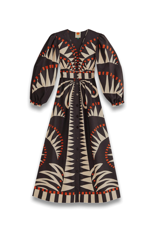 Black Coconut Grove Puff-Sleeve Maxi Dress