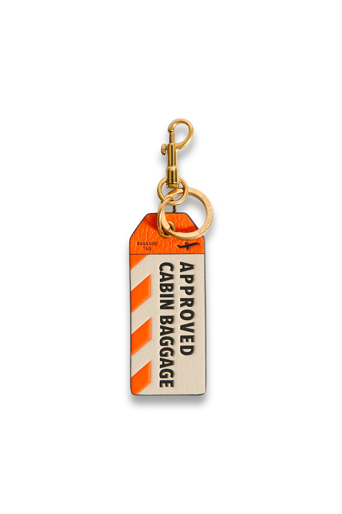 Cabin Baggage Charm in Capra Leather Orange and White