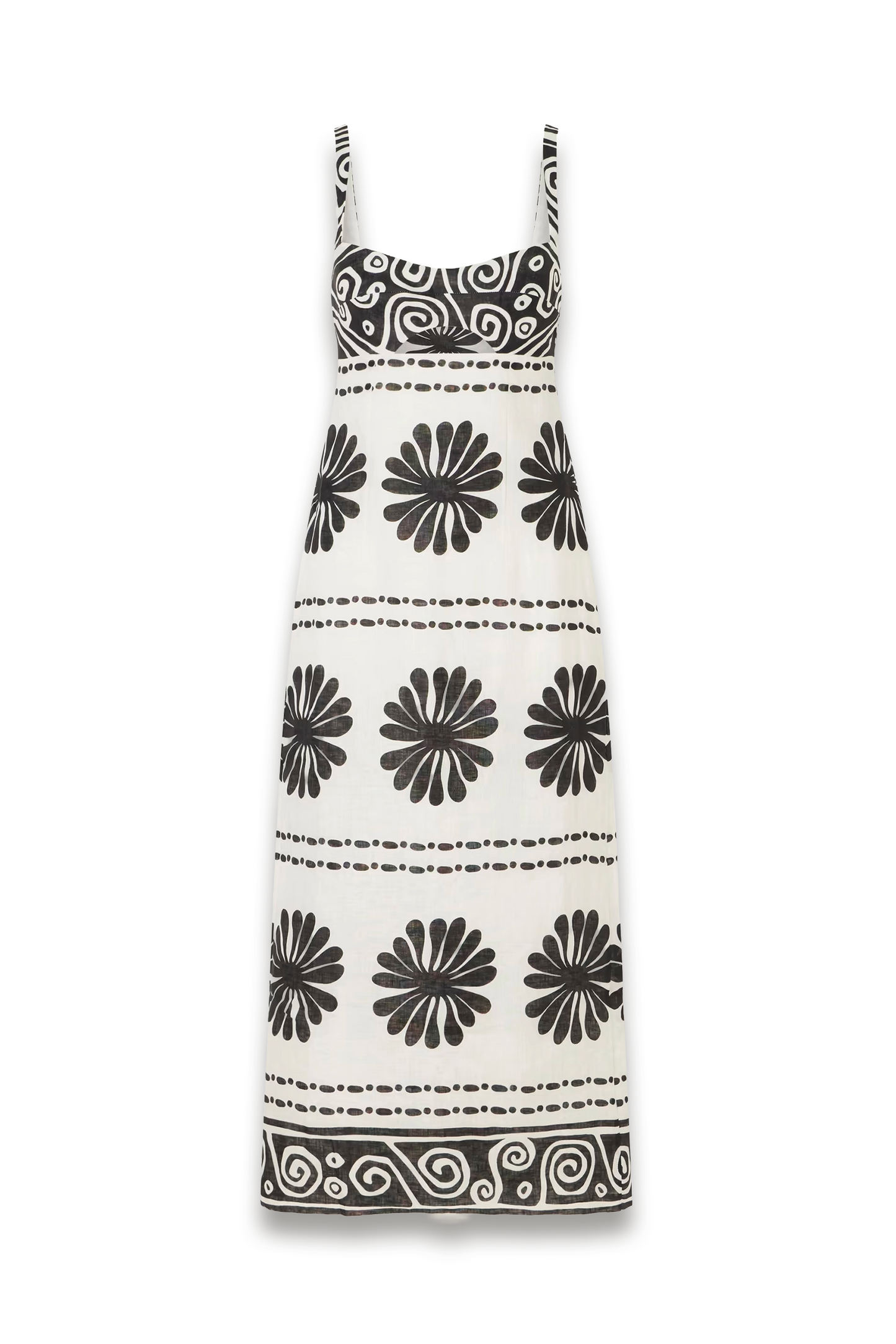 Nara Cutout Printed Linen Midi Dress