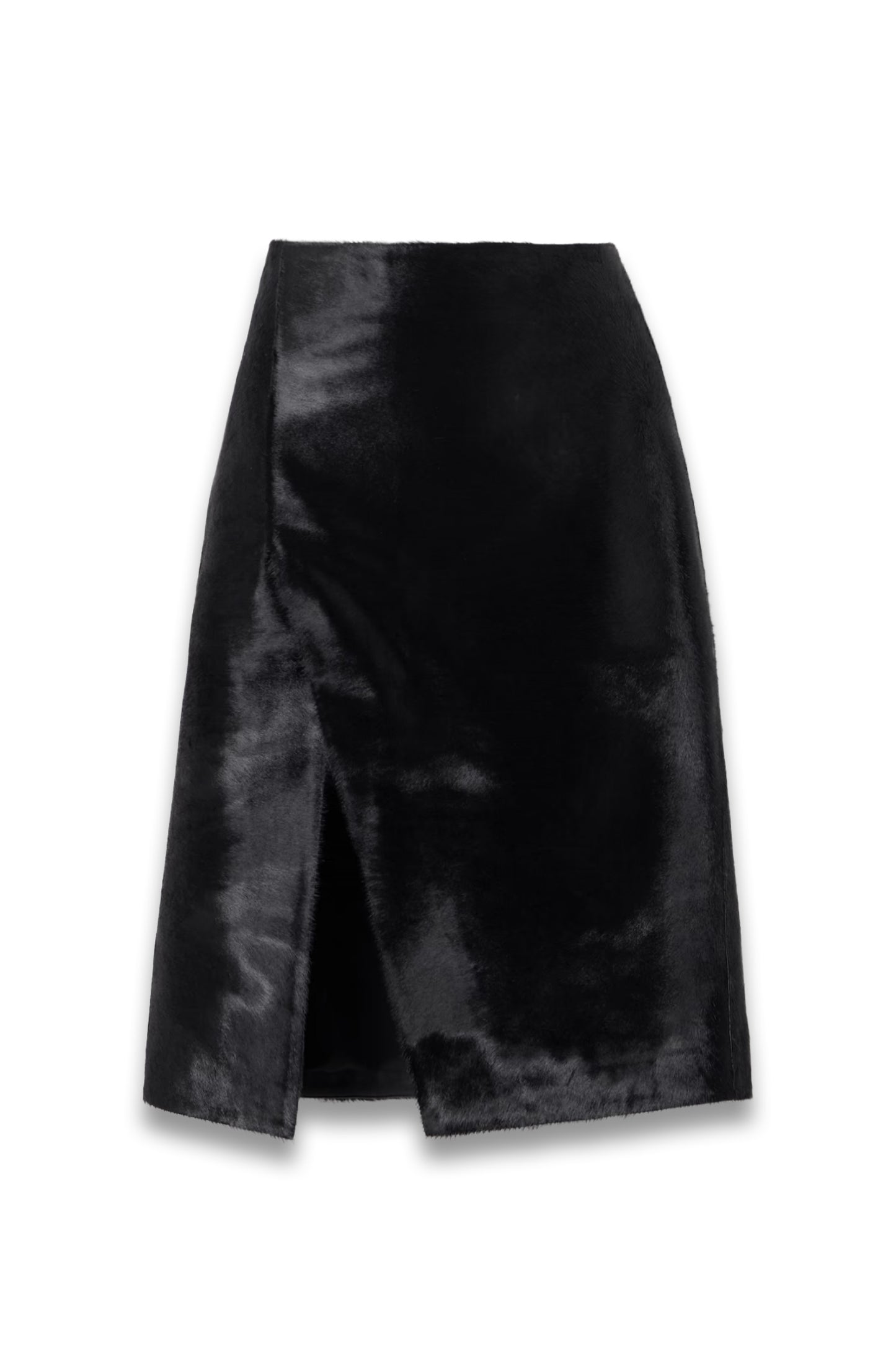 Myra Wrap-Effect Calf Skin Midi Skirt