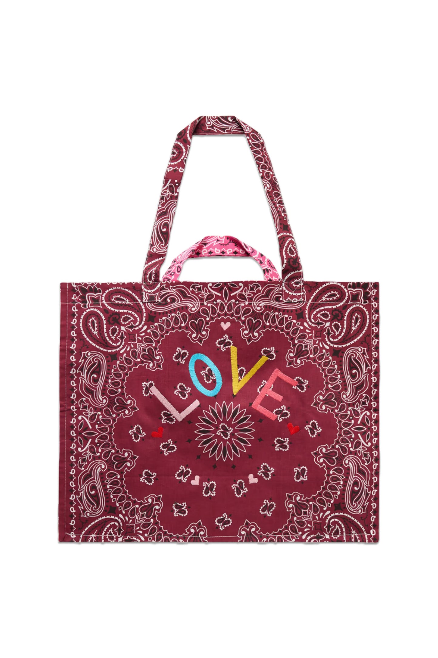 Maxi Cabas Embroidered Reversible Paisley-Print Cotton-Poplin Tote