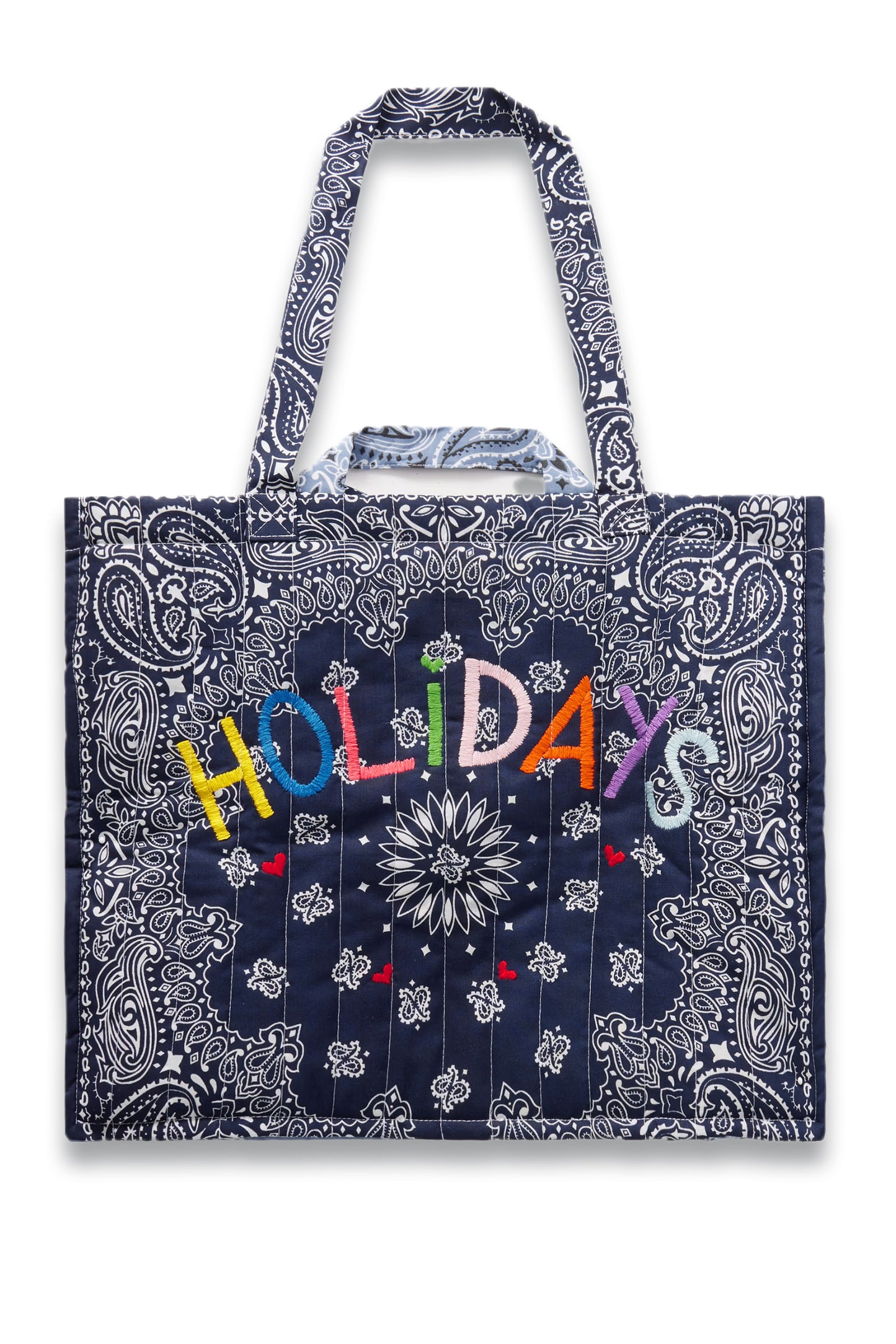 Cabas Maxi Embroidered Quilted Printed Cotton Tote Bag