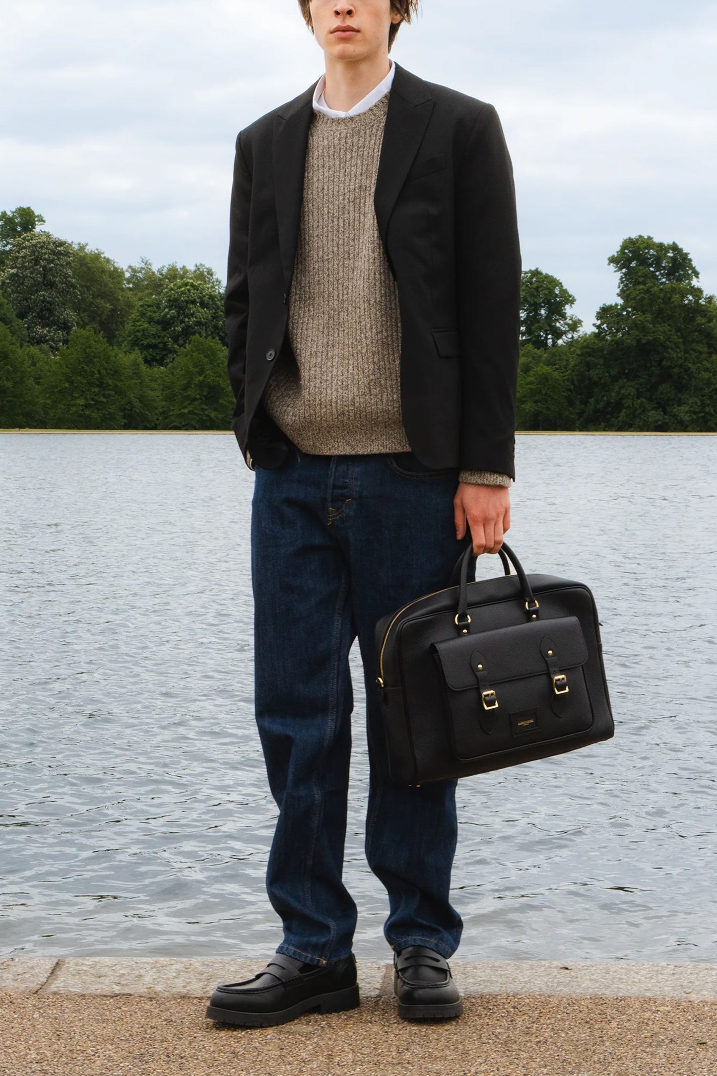 The Brief in Black Calf Grain