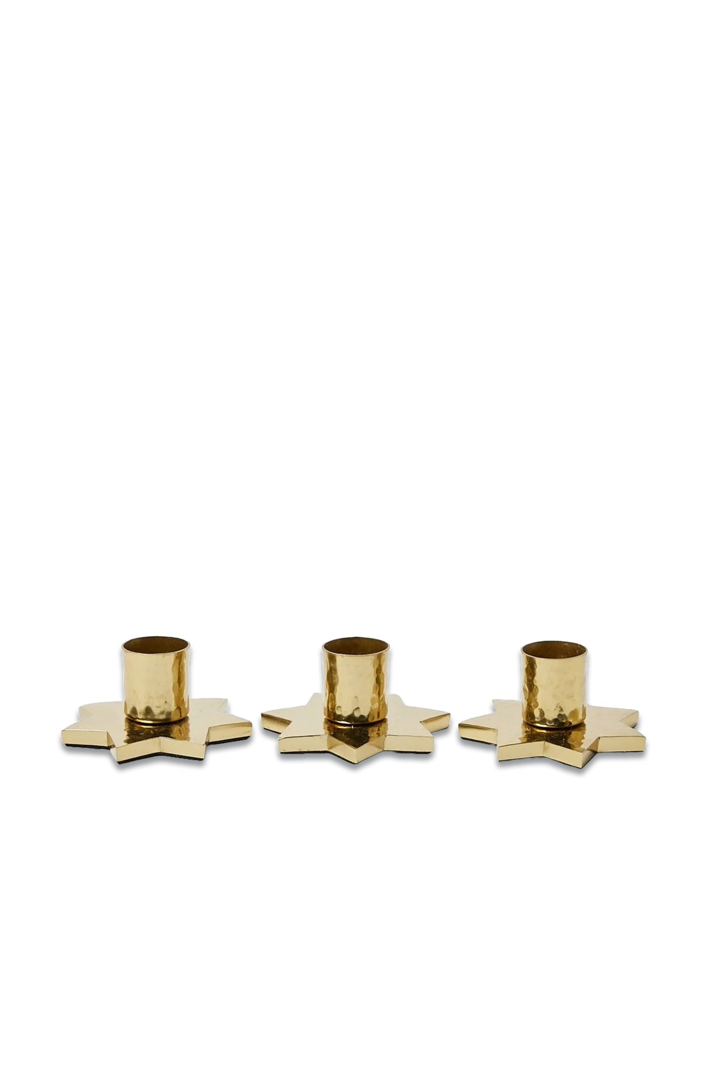 Star Gold Candlestick Holders Set of Three