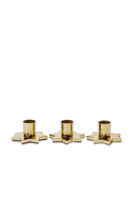 Star Gold Candlestick Holders Set of Three