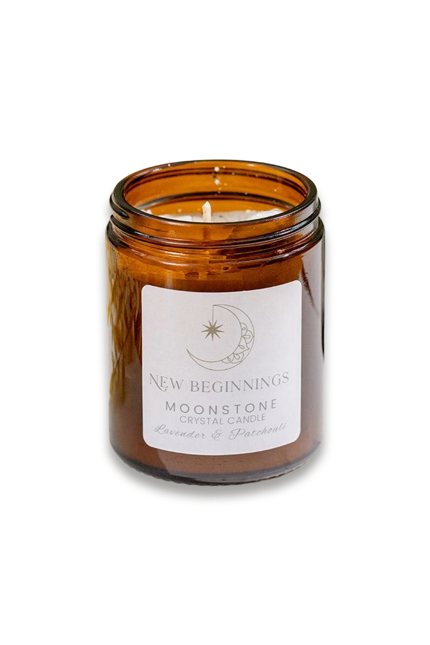 Moonstone Crystal Candle – New Beginnings & Intuition | Hand-Poured Soy Wax