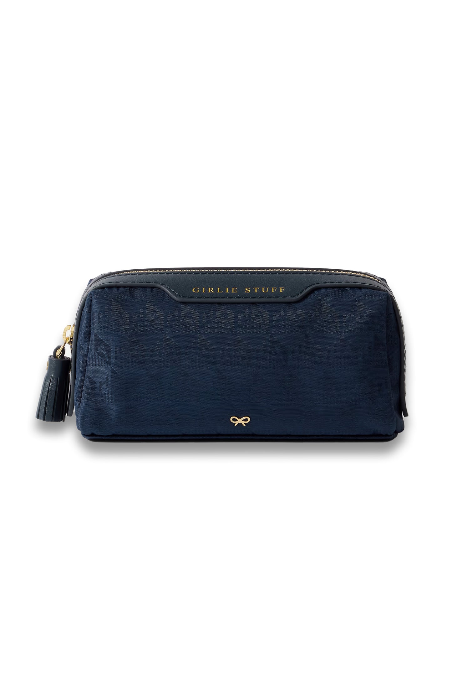Girlie Stuff Leather-Trimmed Jacquard Pouch