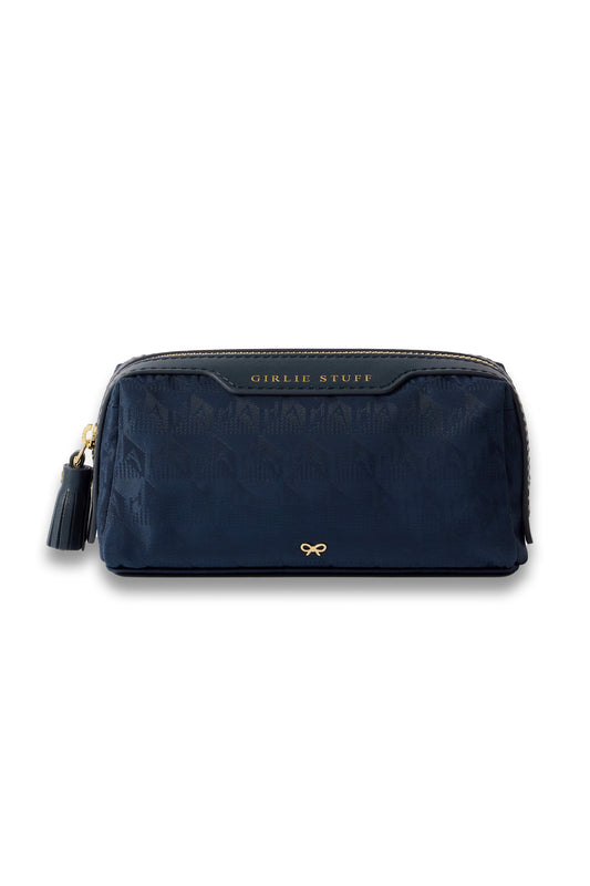 Girlie Stuff Leather-Trimmed Jacquard Pouch