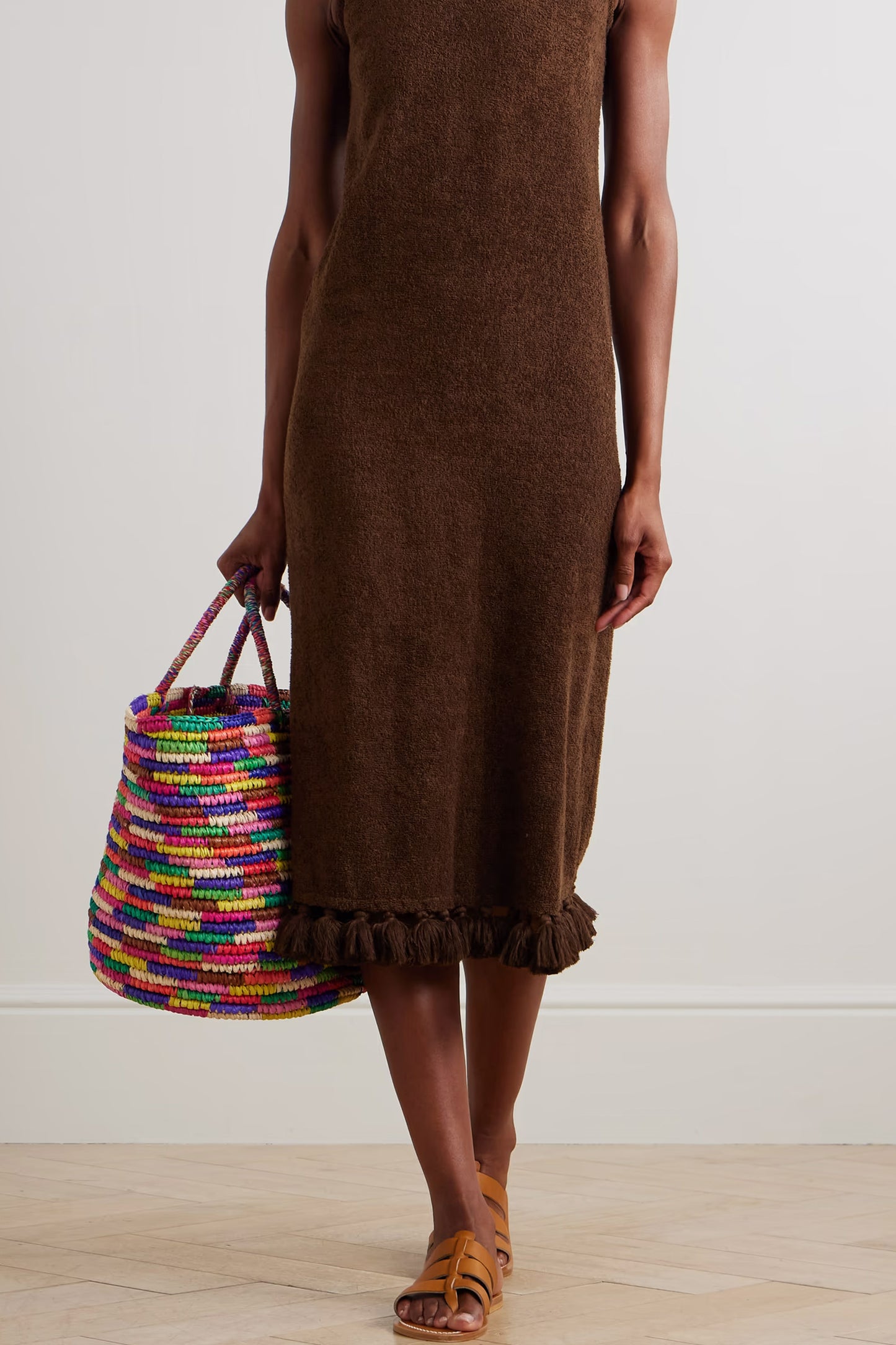 Aurelia Tasselled Cotton-Terry Midi Dress